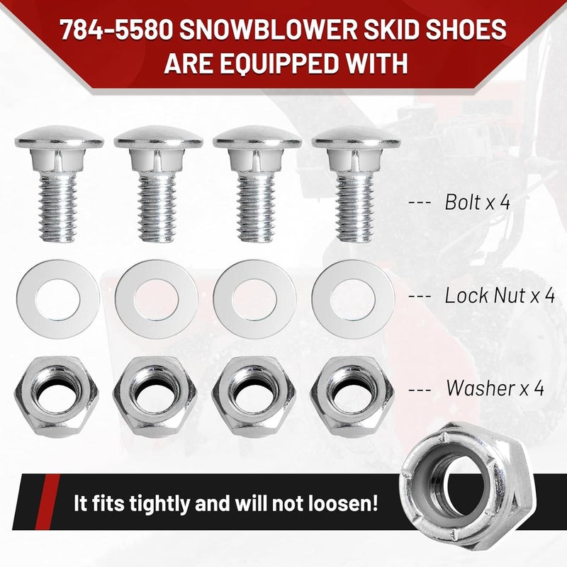 IDEASURE Replacement 784-5580 Slide Shoes Compatible with MTD 2 Stage Snowblower - Skid Shoes 784-5580-0637 fit for Troy Bilt Storm 2410 Snow Thrower, Craftsman 247 Series Yard Machines Snow Blowers - Image 2